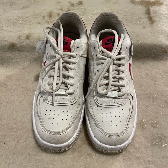 Nike Air Force 1 in Off White w/ Red & Pink - Picture 2 of 5